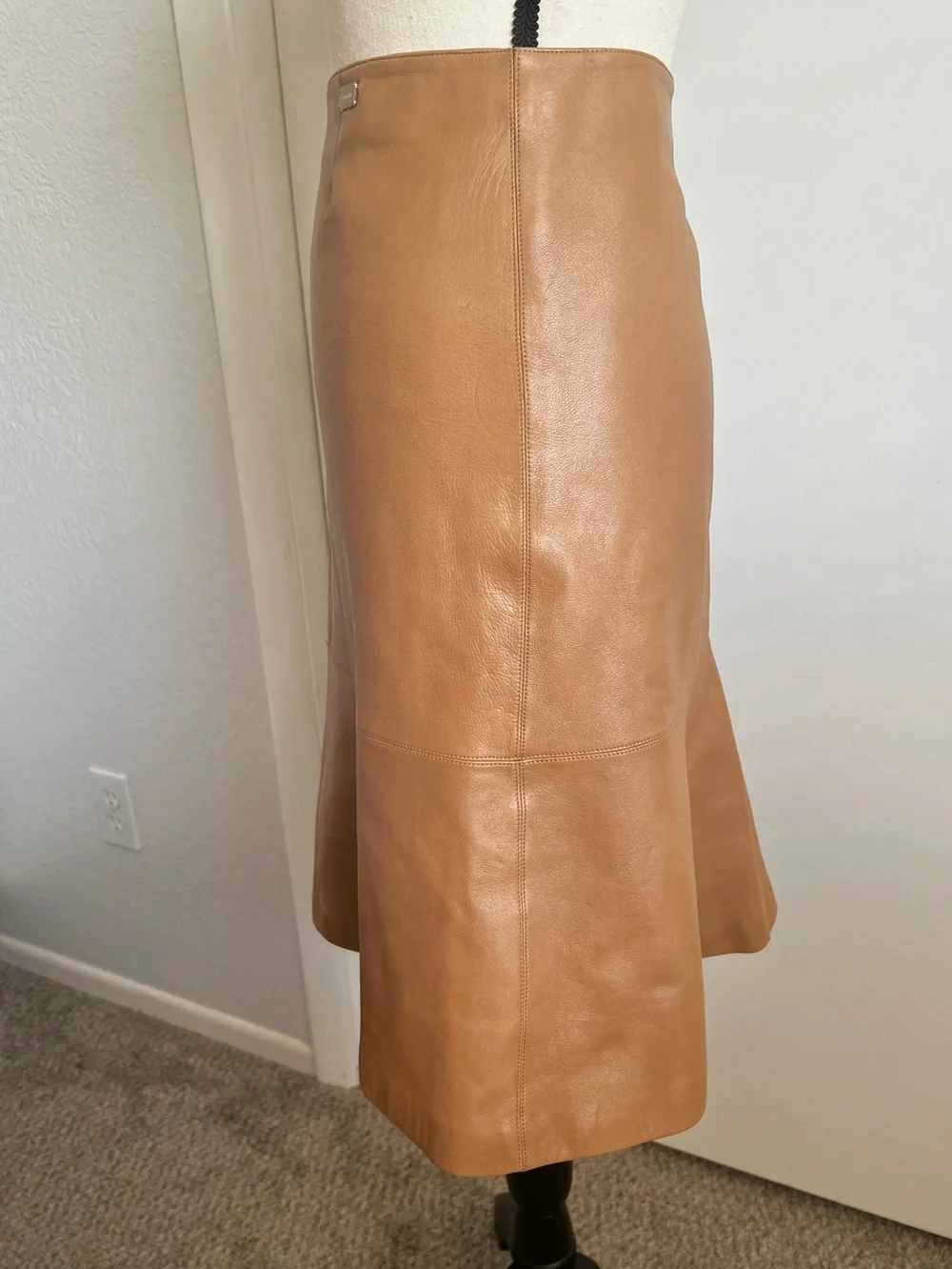 Chanel Leather Fluted Skirt